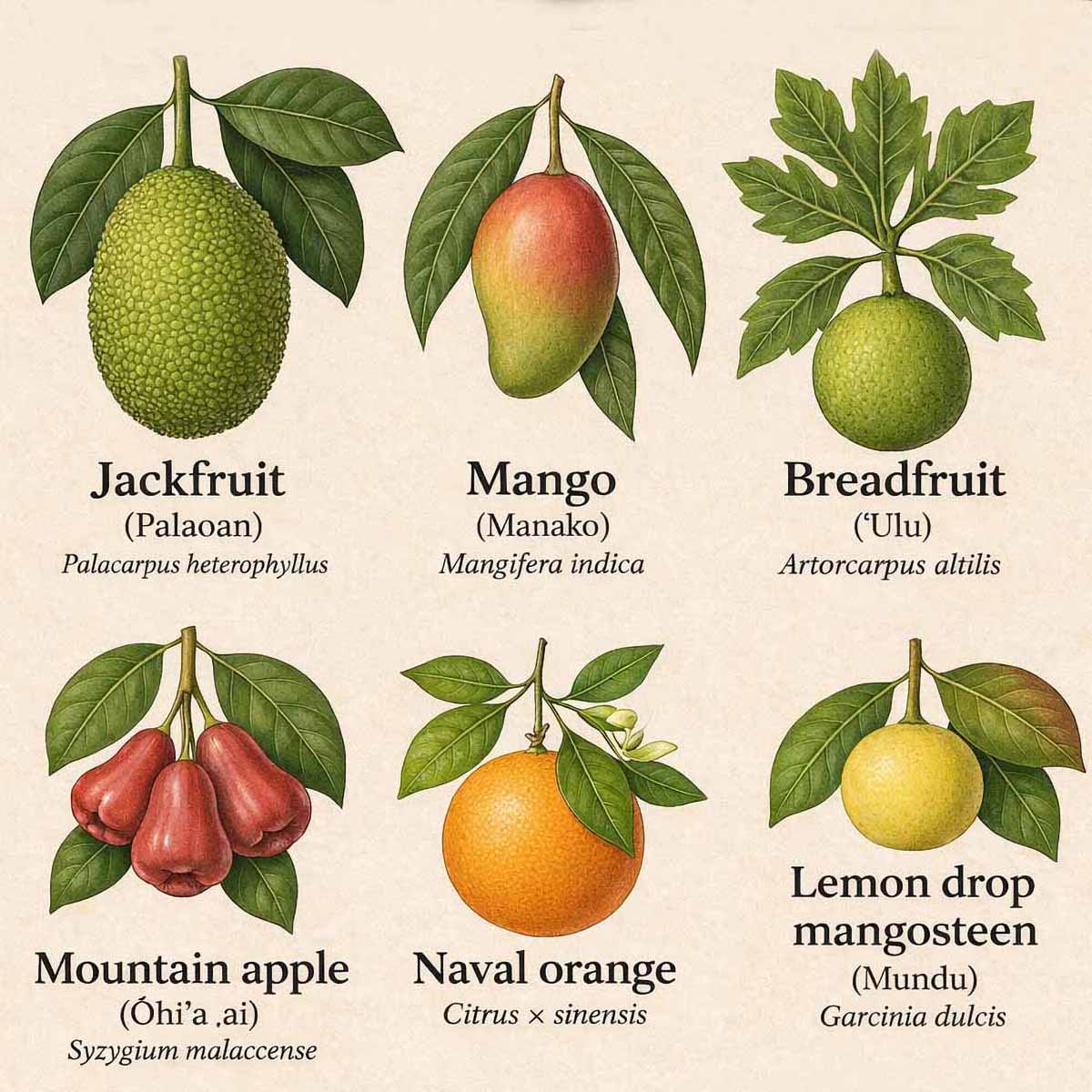 Identified food plants currently growing on the property